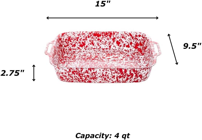 Red Swirl Splatter Lasagna Pan