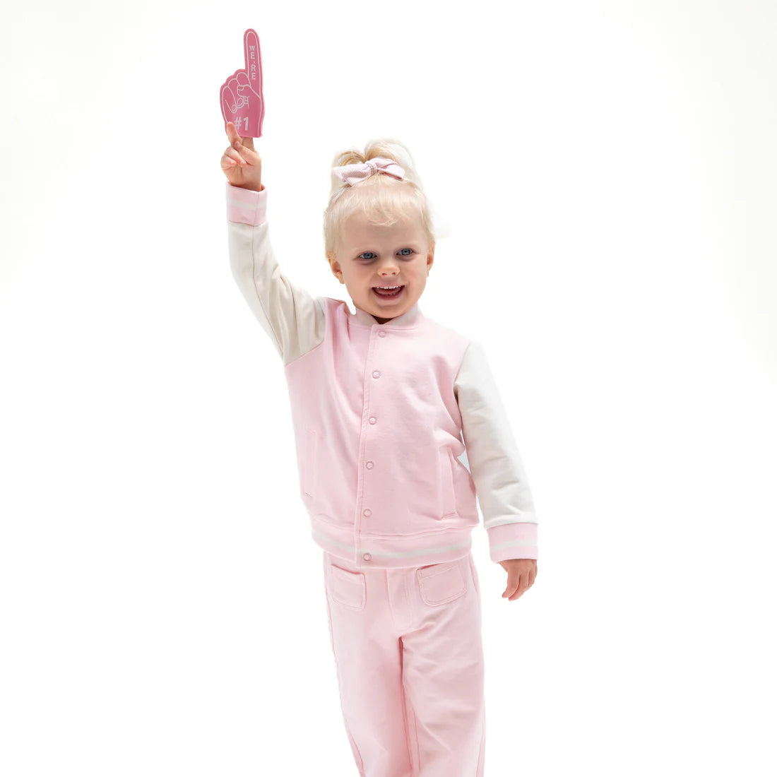 Pink French Terry Varsity Letterman Jacket