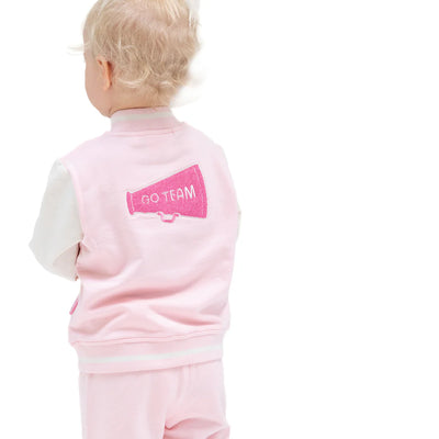 Pink French Terry Varsity Letterman Jacket