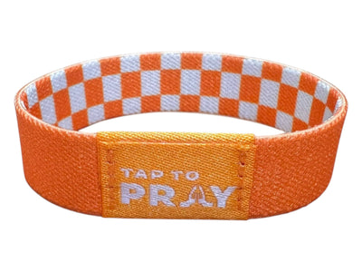 Tap To Pray™ Wristbands - Orange & White Checkers