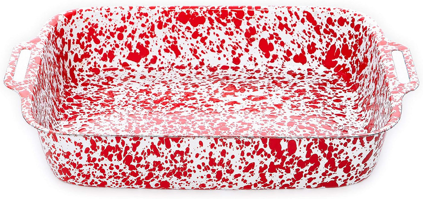 Red Swirl Splatter Lasagna Pan