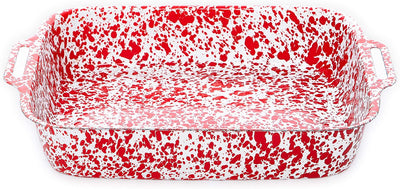 Red Swirl Splatter Lasagna Pan