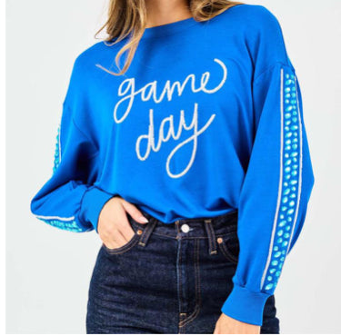 Game day in Blue crewneck