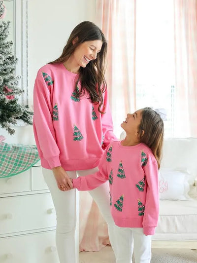 Children's Trees in Pink Crewneck