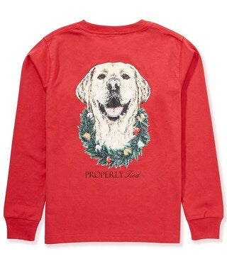 Boys Deck The Paws long sleeve tshirt properly tied