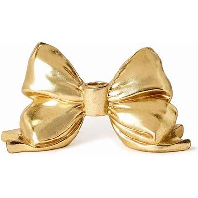 Large Gold Bow Taper Candleholder