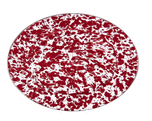 Red Swirl Oval Platter