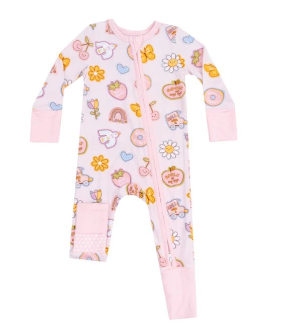 Groovy Vibes Stickers Pink 2 Way Zipper