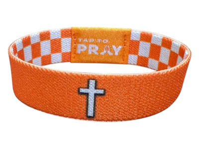 Tap To Pray™ Wristbands - Orange & White Checkers