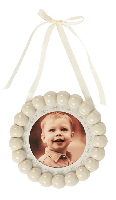 Cream Beaded Round Wall Frame