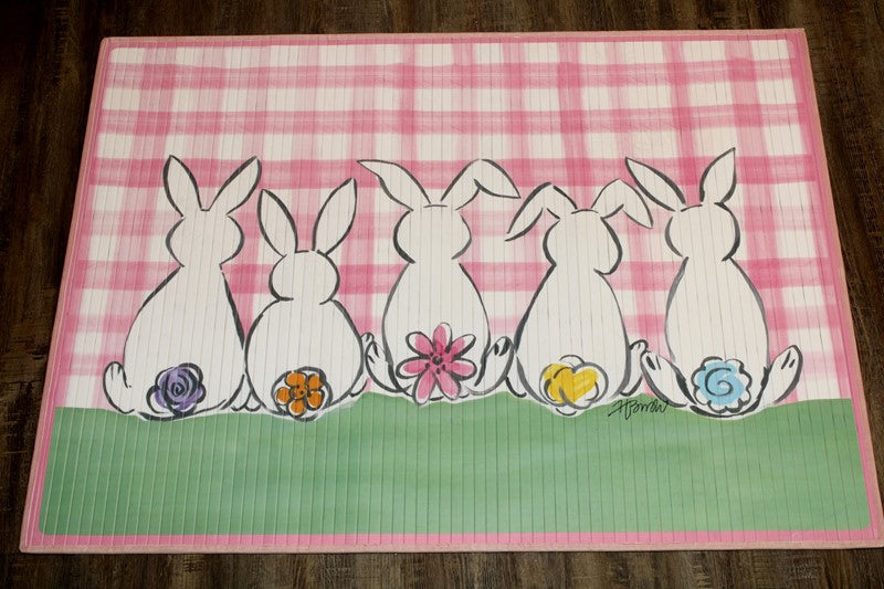 Bunnies in a Row Bamboo Mat