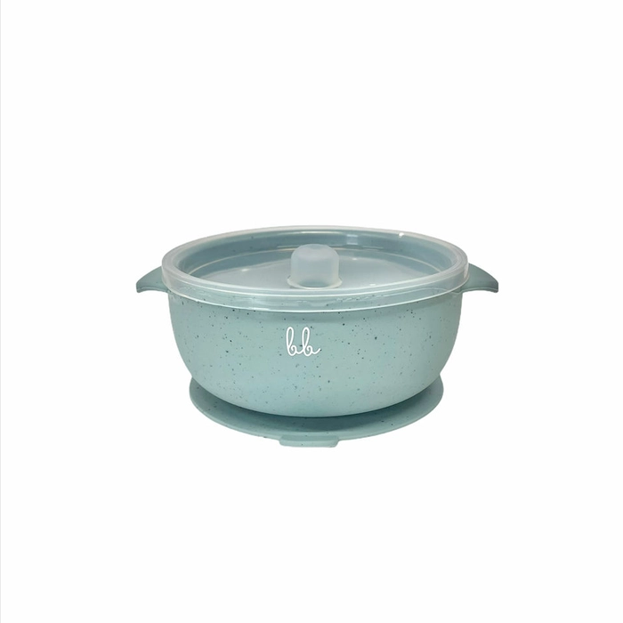 Silicone bowl with lid and suction