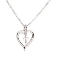 Sterling Silver Children's Cross Heart Necklace