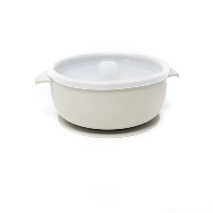 Silicone bowl with lid and suction